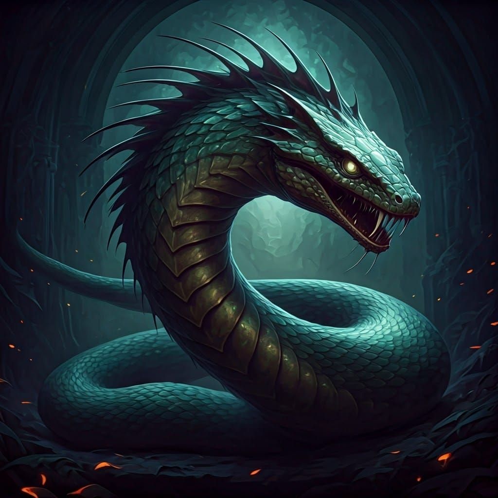 Ethereal Shadow Serpent Emerges from the Night