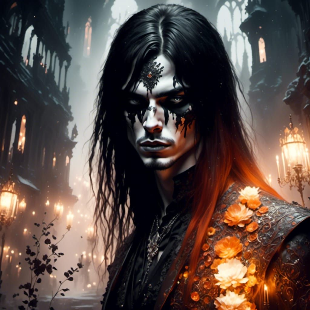 Intricate Metalhead Portrait in Goth Fashion