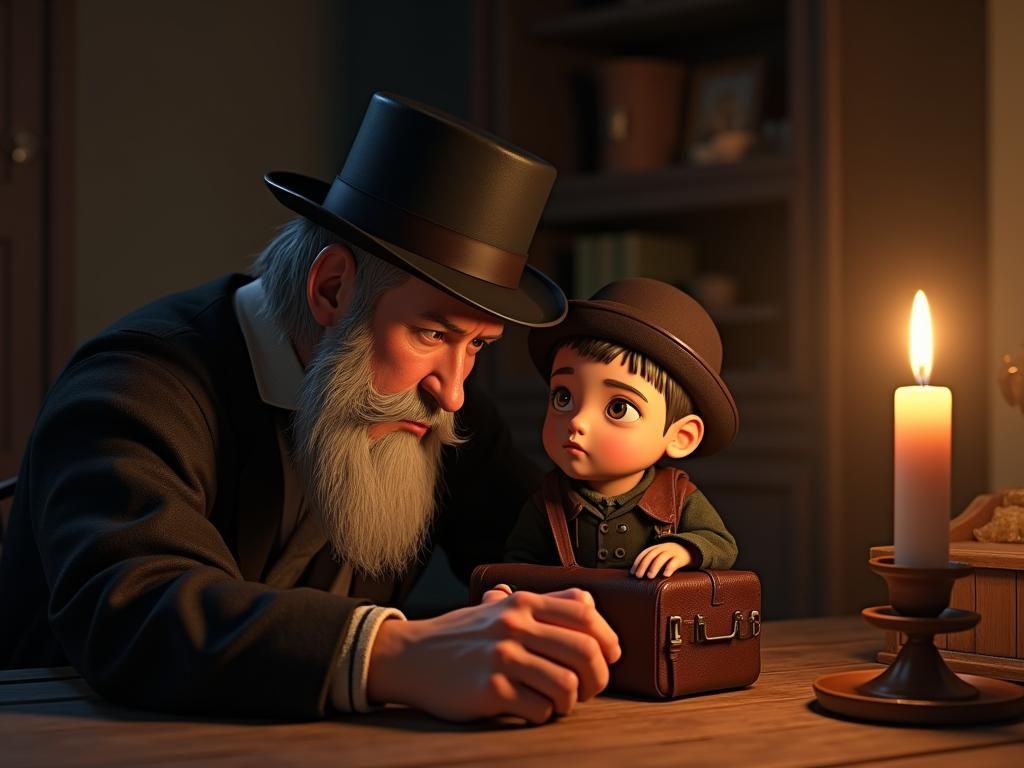 Ultra-Orthodox Man and Boy in Ornate Traditional Attire