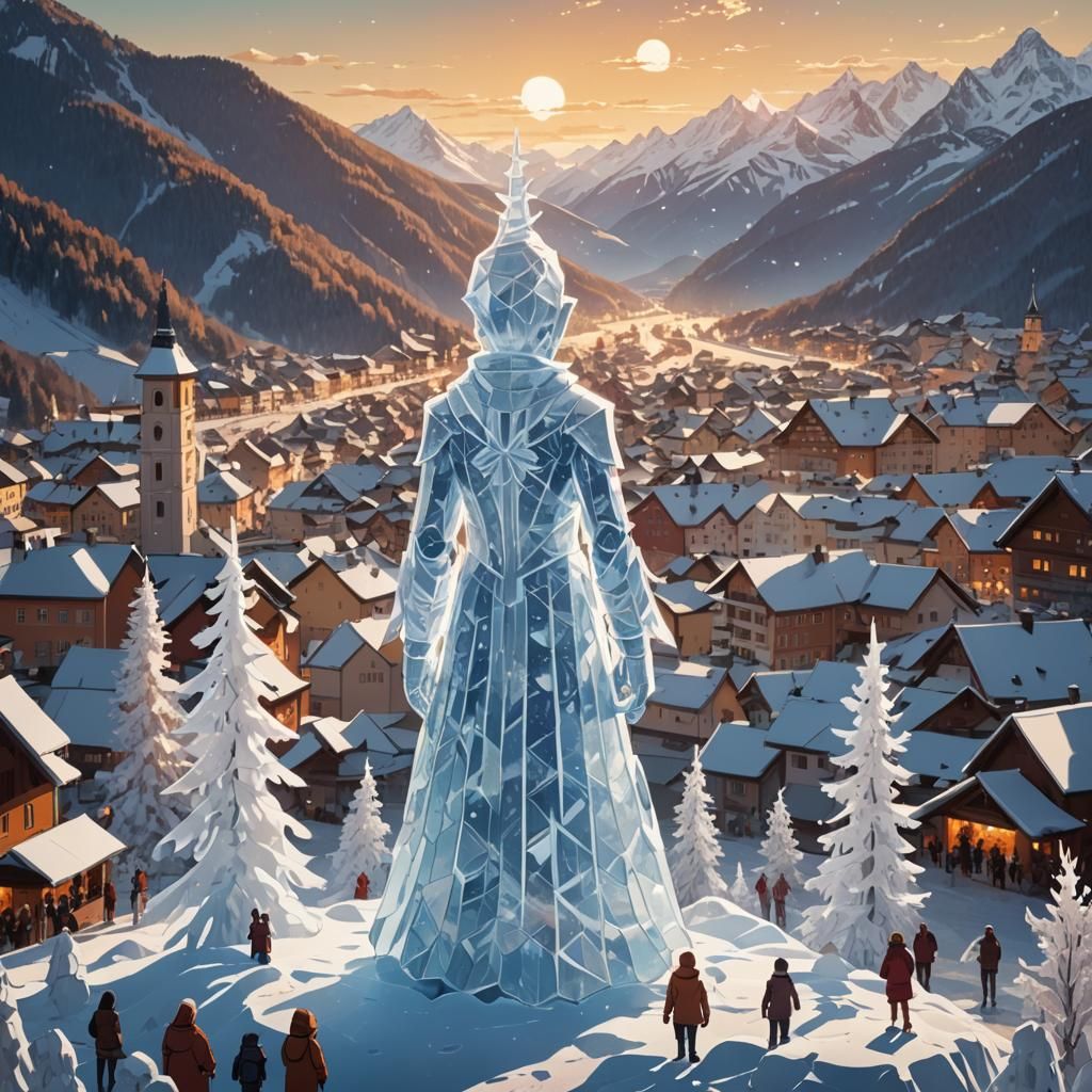 Anime Ice Sculpture at Austrian Winter Festival