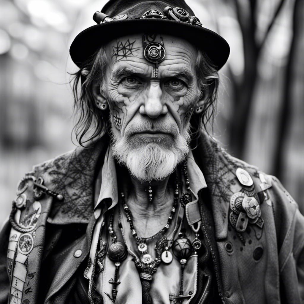 Mystical Rune Tattooed Antihero in Hyperrealistic Style