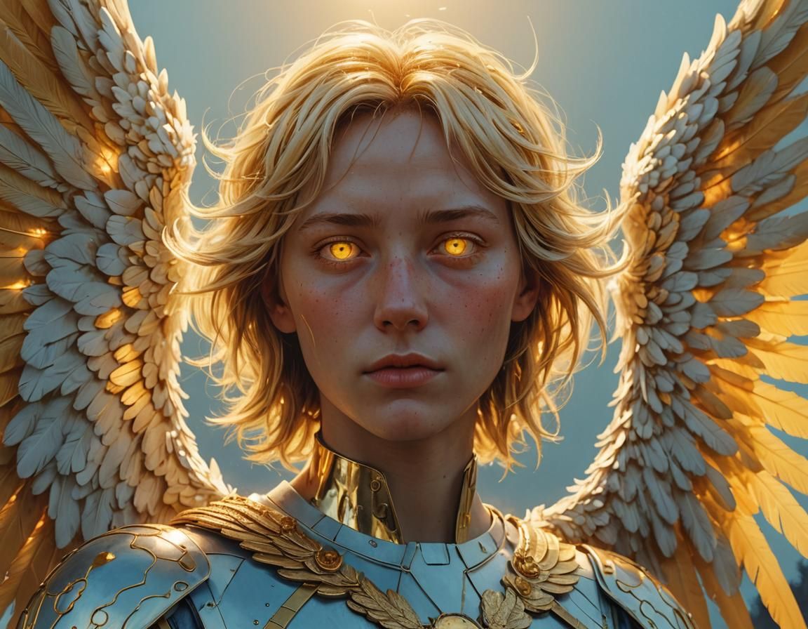 Luminous Six-Winged Angel in Digital Art Style