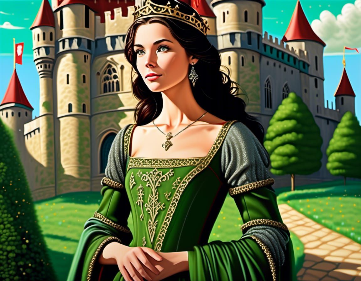 Medieval Princess Portrait in Hyperrealistic Oil Painting