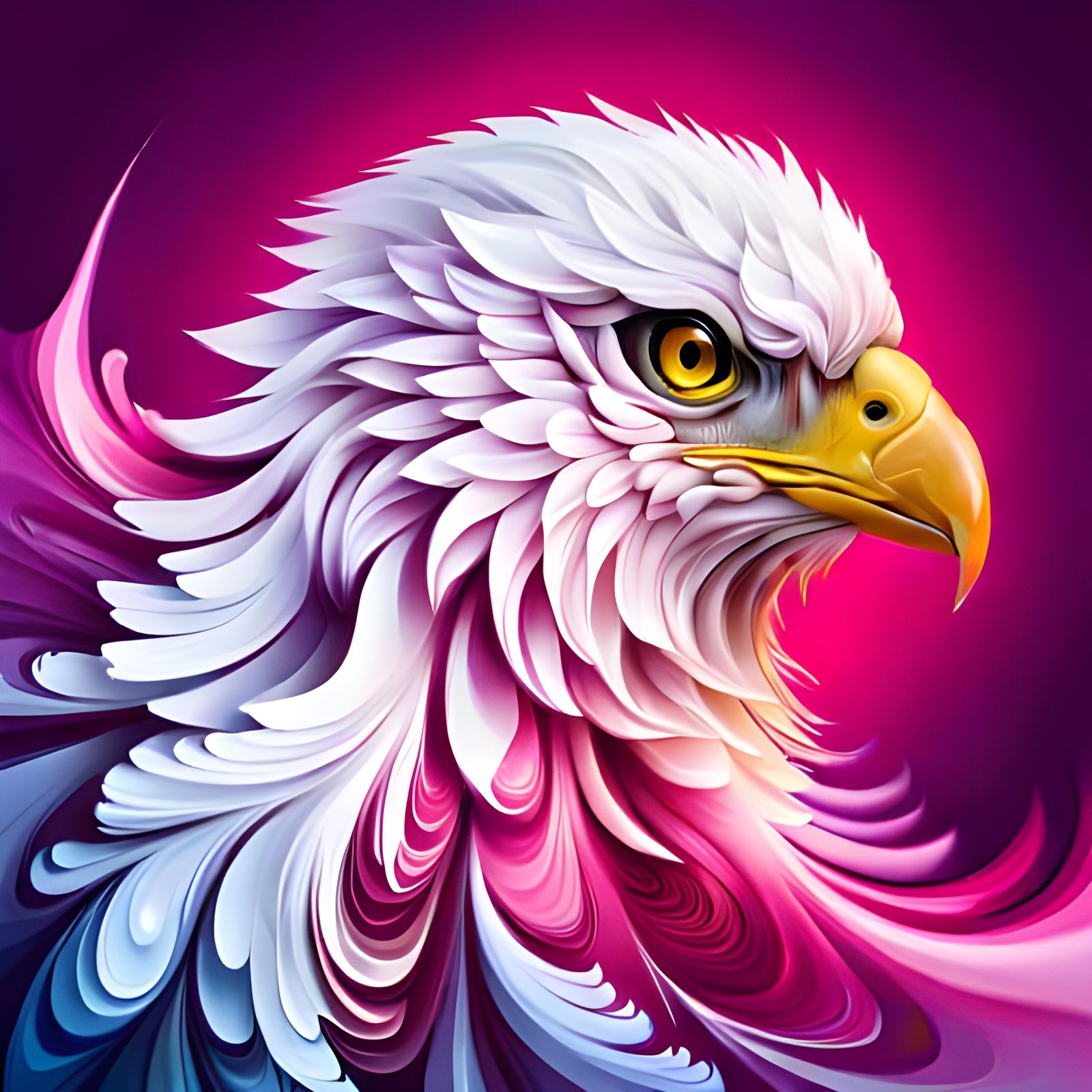 Fantasy Pink Eagle with Liquid Marble Feathers