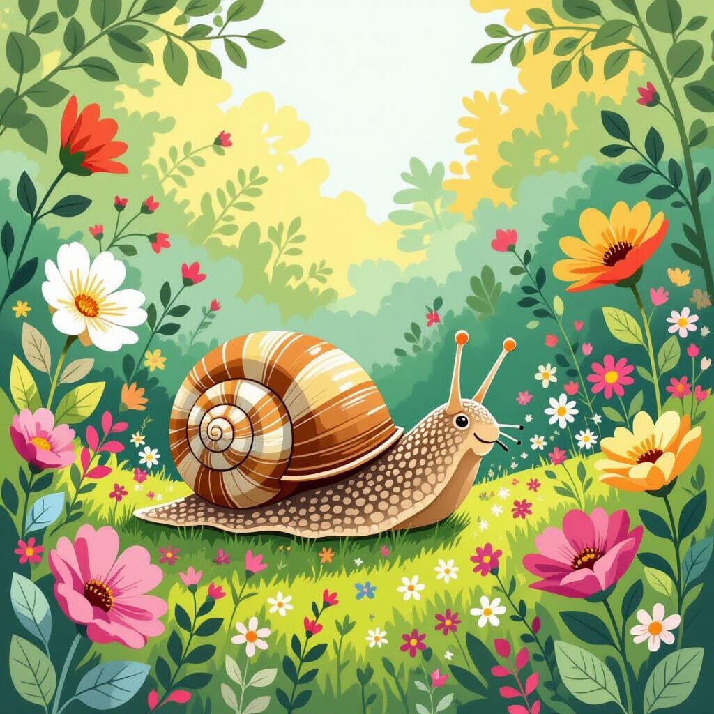 Snail's Garden: Whimsical Children's Book Illustration