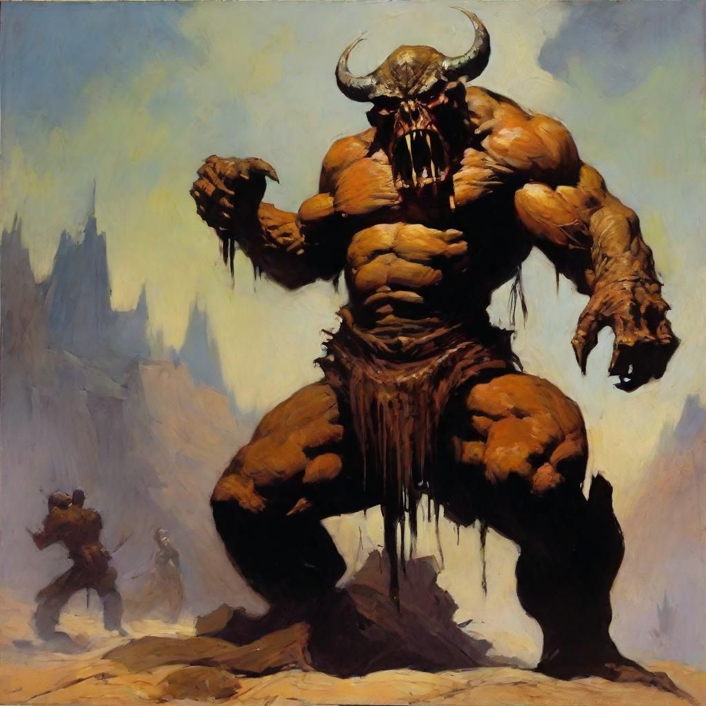 Grimdark God Veneration in Frank Frazetta Style