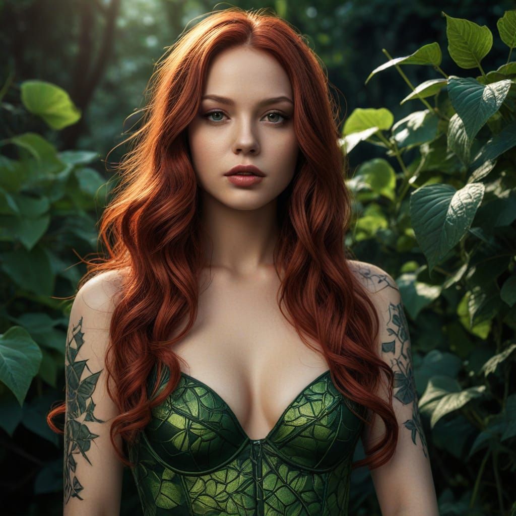 Hyper-Realistic Portrait of Poison Ivy in Cinematic Lighting