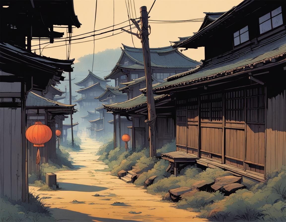 16k resolution, art by Goyo Hashiguchi, Takabatake Kasho, and Syd Mead. Dive into a haunted Taisho-era countryside villa...