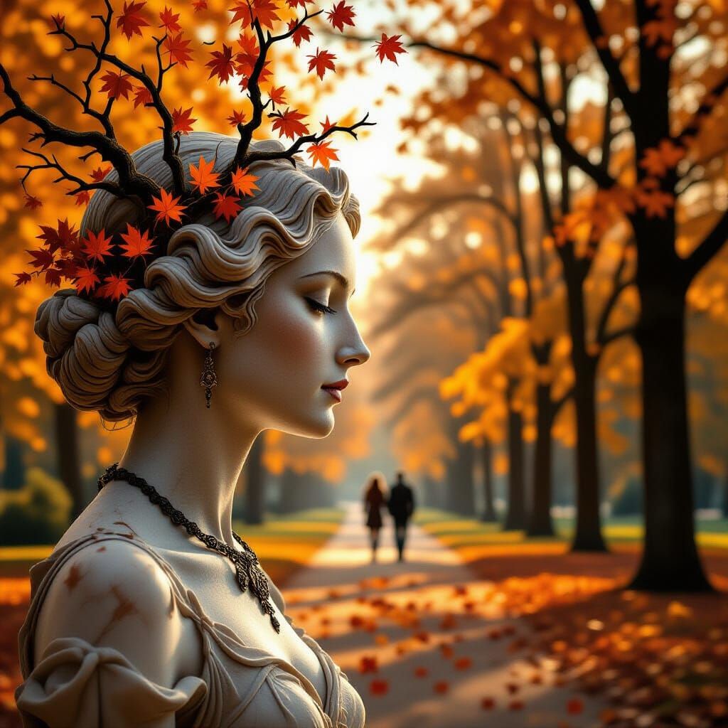 Autumnal Woman Portrait in Sepia Tones