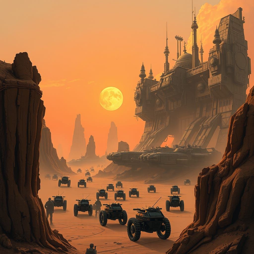 Post-Apocalyptic Scrap Fortress in Gritty Style