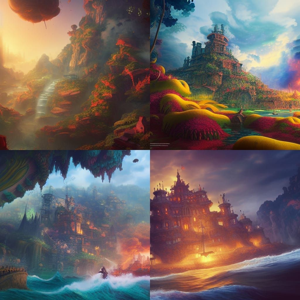 Fantastical One Piece Matte Painting in 8k