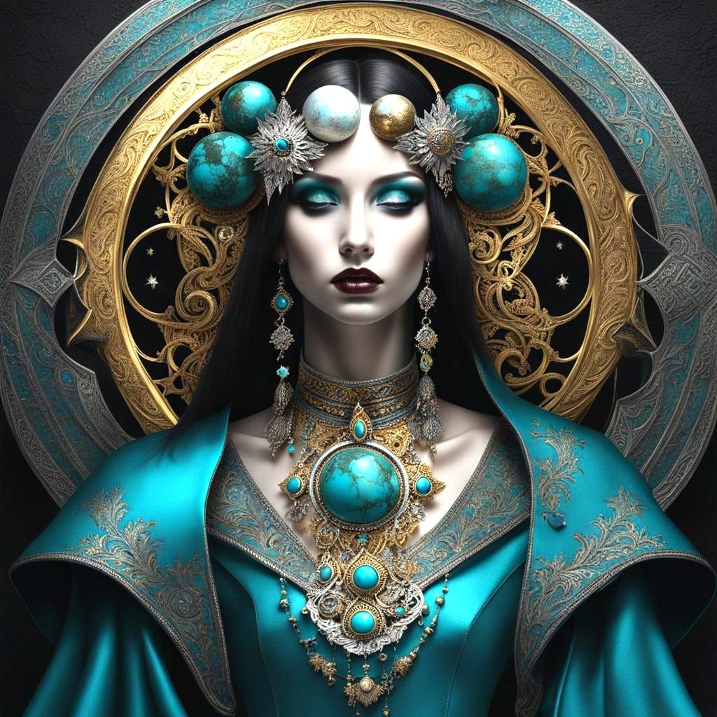 Gothic Art: Creation of Silver Moons and Turquoise Skies