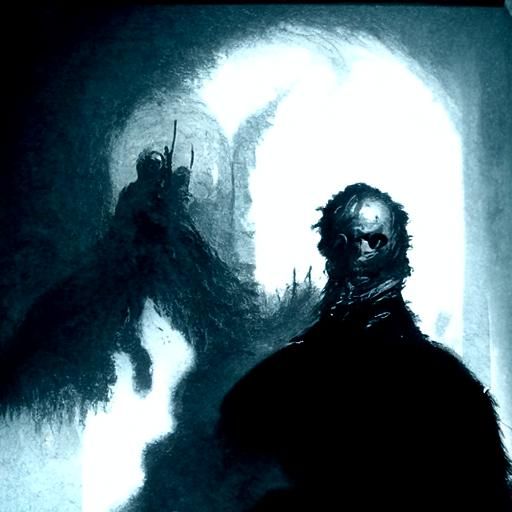 Eerie Shadow Figure, Gothic Horror Illustration