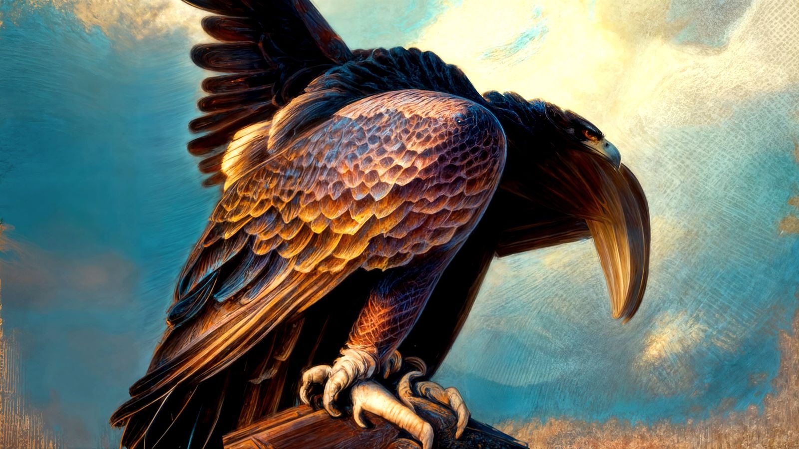 Baroque Masterpiece in Vibrant Orange and Teal