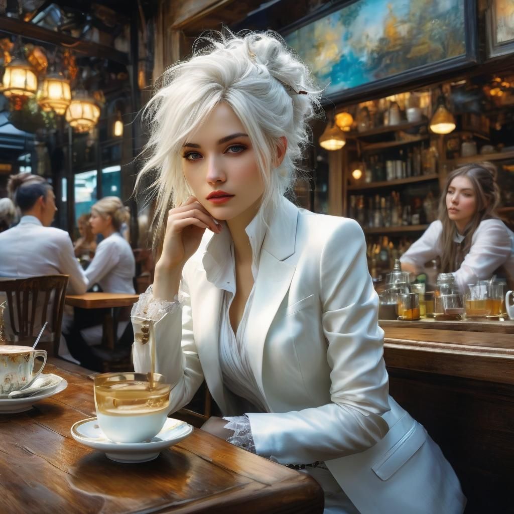 Fairytale Woman in Silk Suit, Anime Style