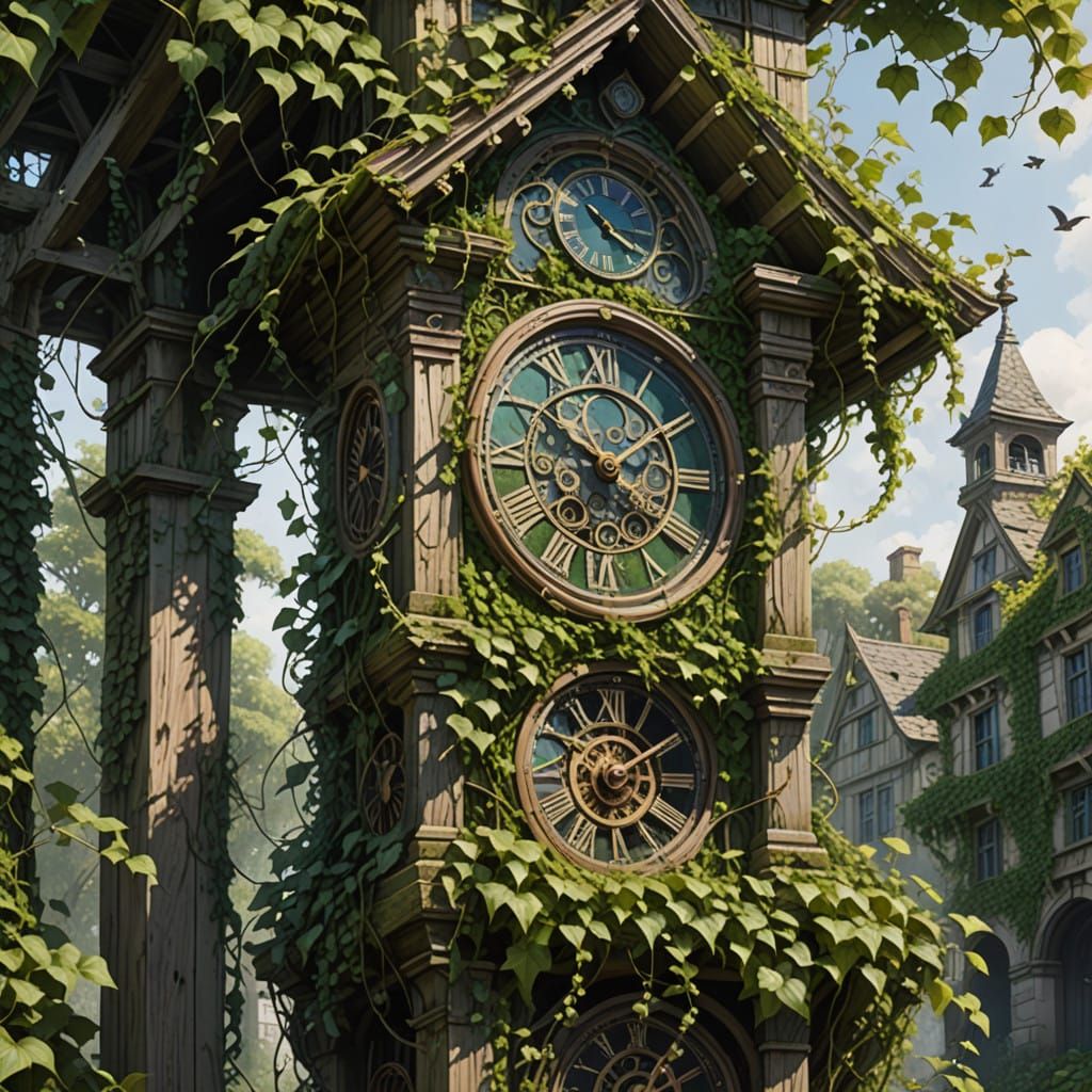 Clock Tower in a Romantic Pencil Sketch