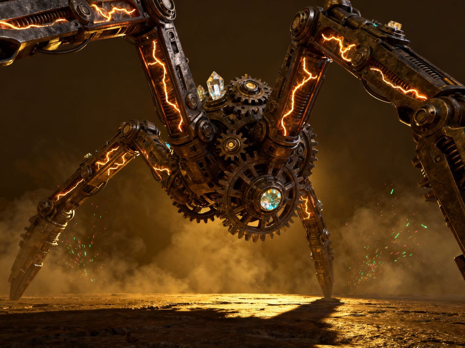 Intricate Mechanical Arachnid with Polished Metal and Cinema...