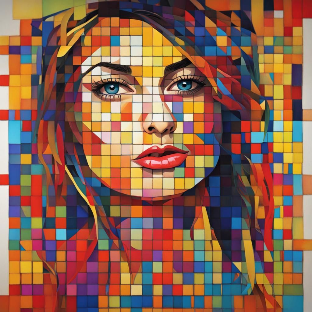 Colorful Geometric Portrait of a Woman