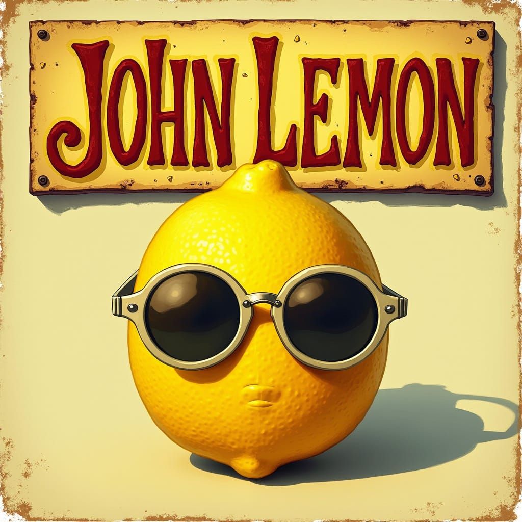 Surreal Lemon Icon in Vintage Style Sunglasses