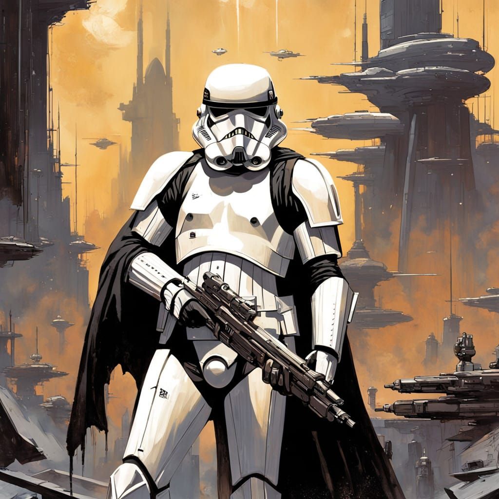 Imposing Stormtrooper in Cyberpunk Police Armor