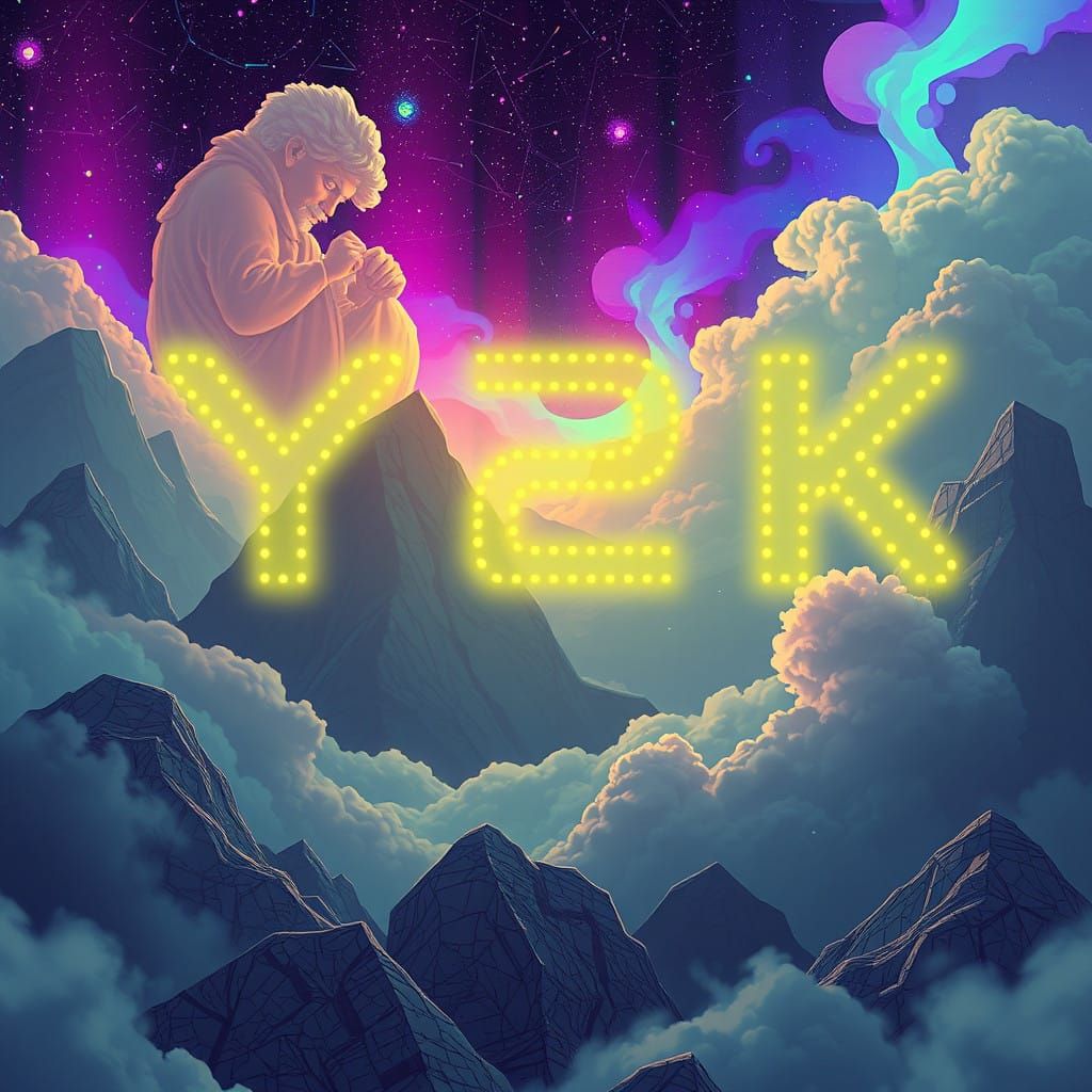 Neon Dreams in a Digital Age Glitchcore Art