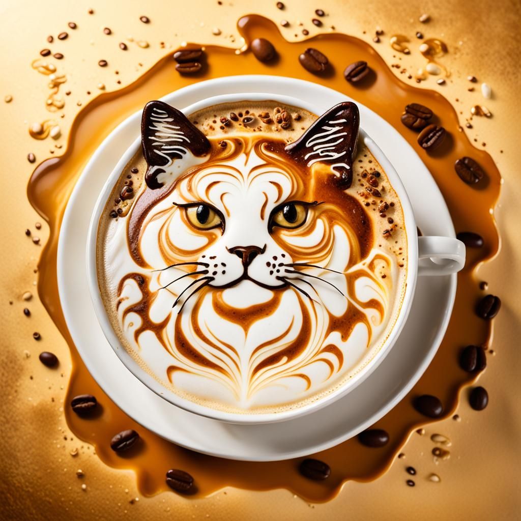 Baroque Still Life: Cat Latte Art