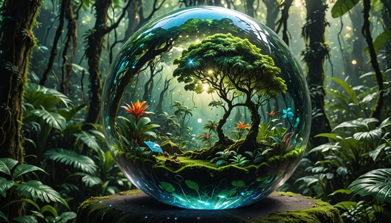 Earth in Crystal Ball: Holographic Rainforest