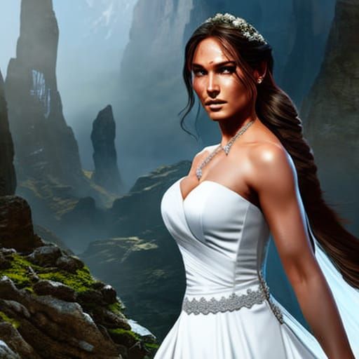 Lara Croft in Wedding Dress: 8k Digital Art