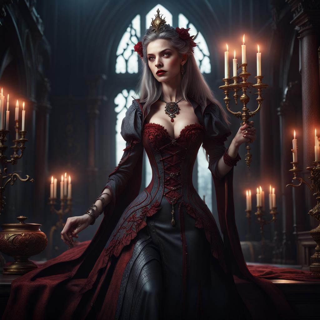 Beautiful Vampire Lady Summoned as Digital Art