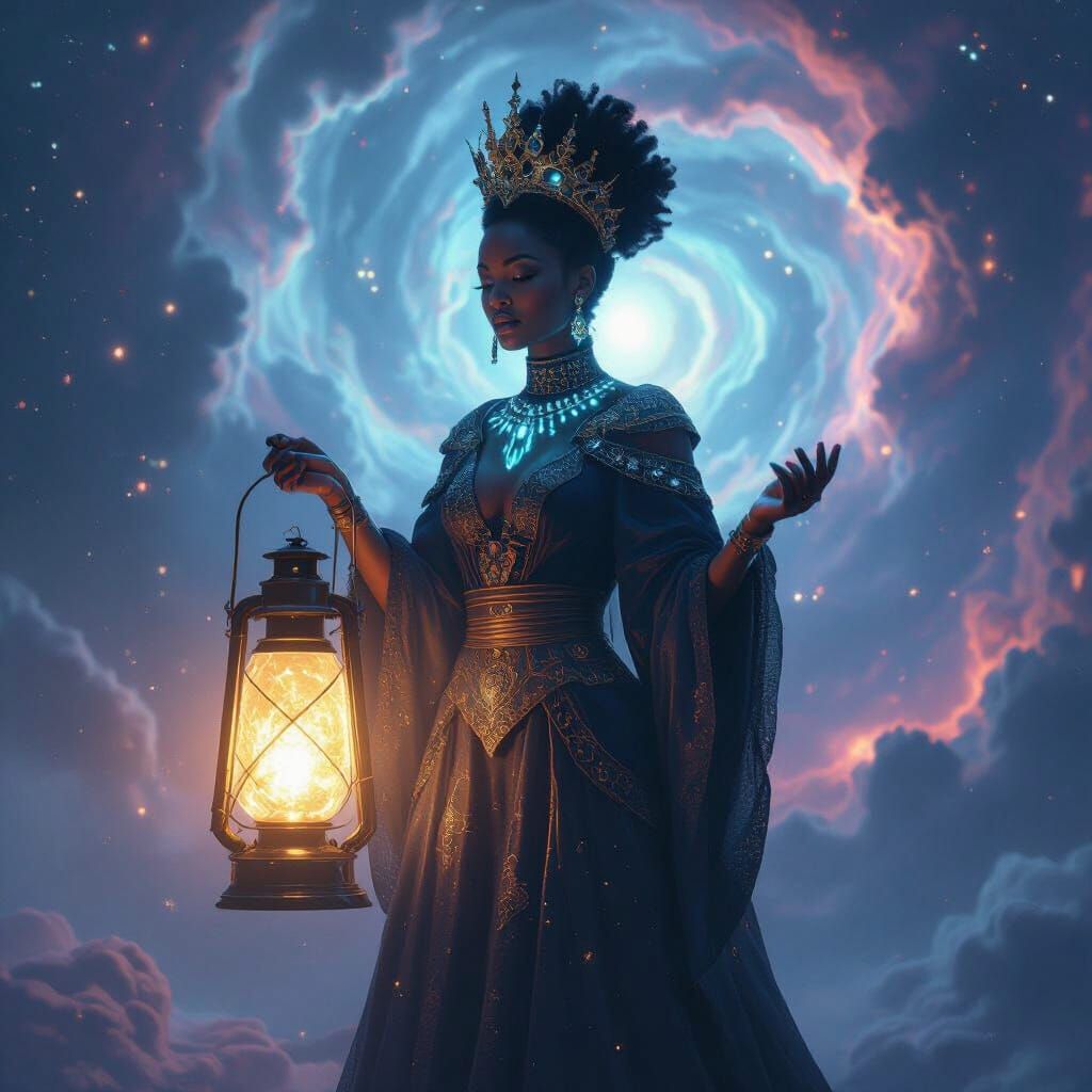 Cosmic Queen with Bioluminescent Markings