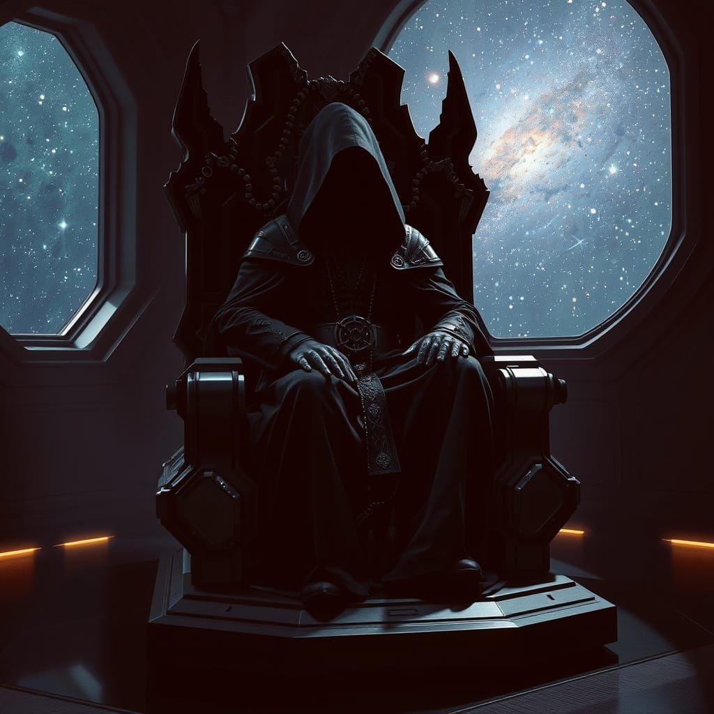 Sith Lord on Futuristic Throne, Digital Art