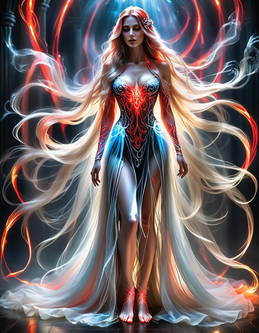 Ethereal Maiden Portrait in Digital Matte Painting Style