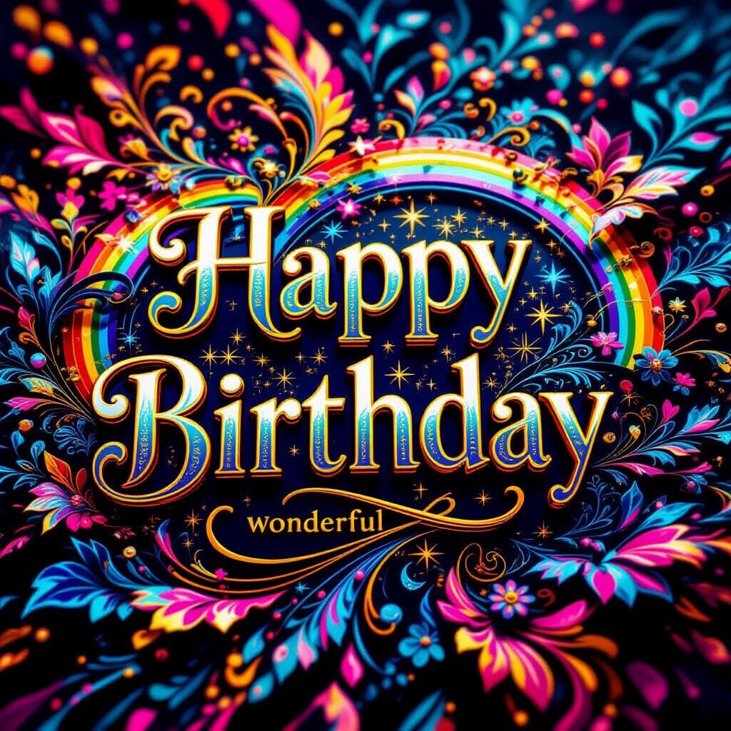 Create a shiny  glossy birthday card  wishing for birthday ....