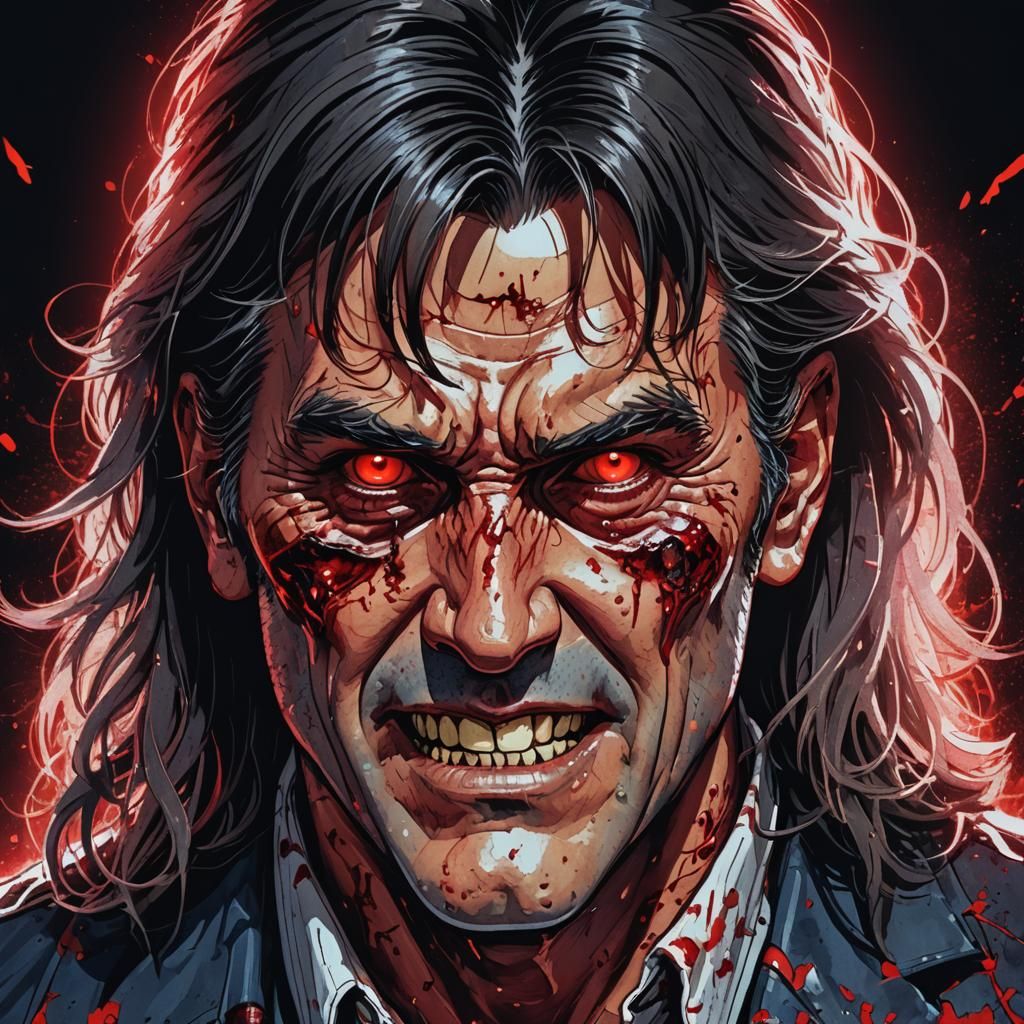 Zombie Bruce Campbell in Japanese Manga Style