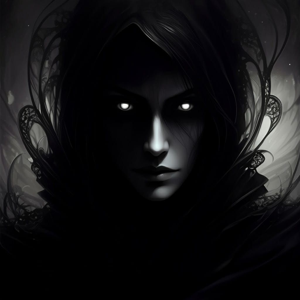 Mysterious Shadow Figure in Dark Fantasy Aesthetic as Chiaro...