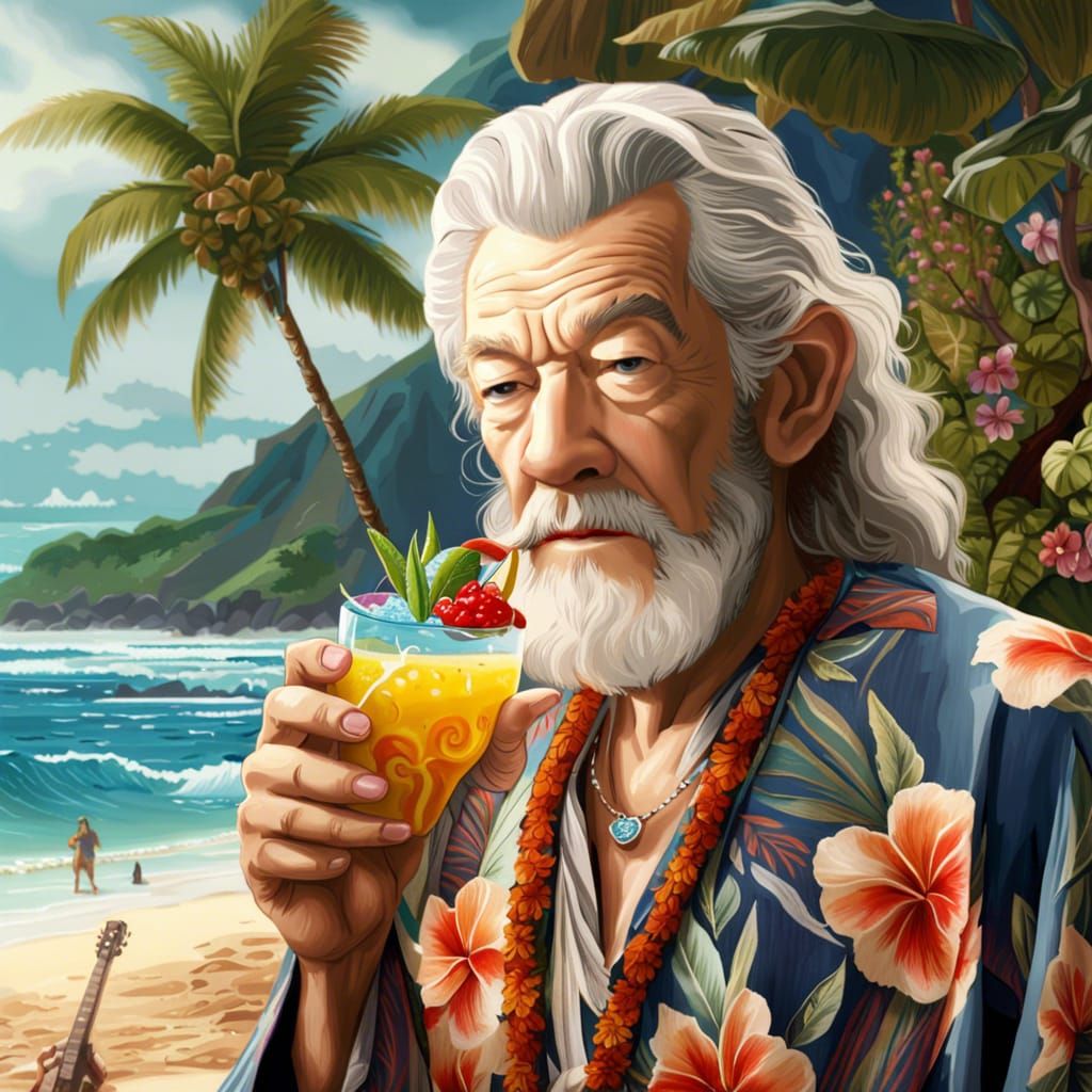 Gandalf Retired: Aloha Shirt and Mai Tai in Hawaii