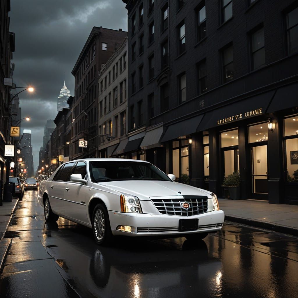 Luxurious Downtown Cadillac DTS in Sophisticated Cityscape S...