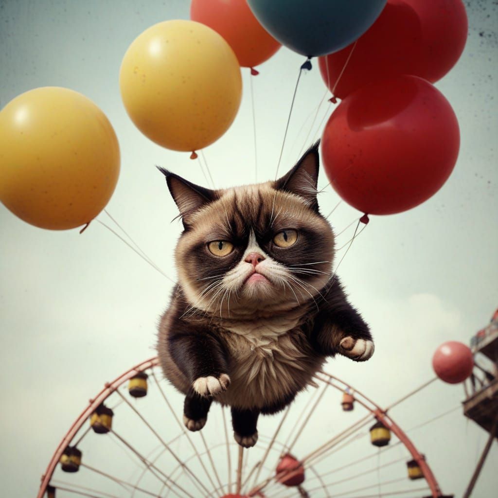 Grumpy Cat Rejects Carnival Life in Dark Grunge Splatter Pai...