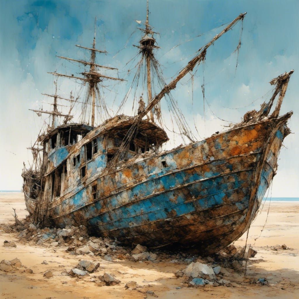 Wreck beside the Aral sea