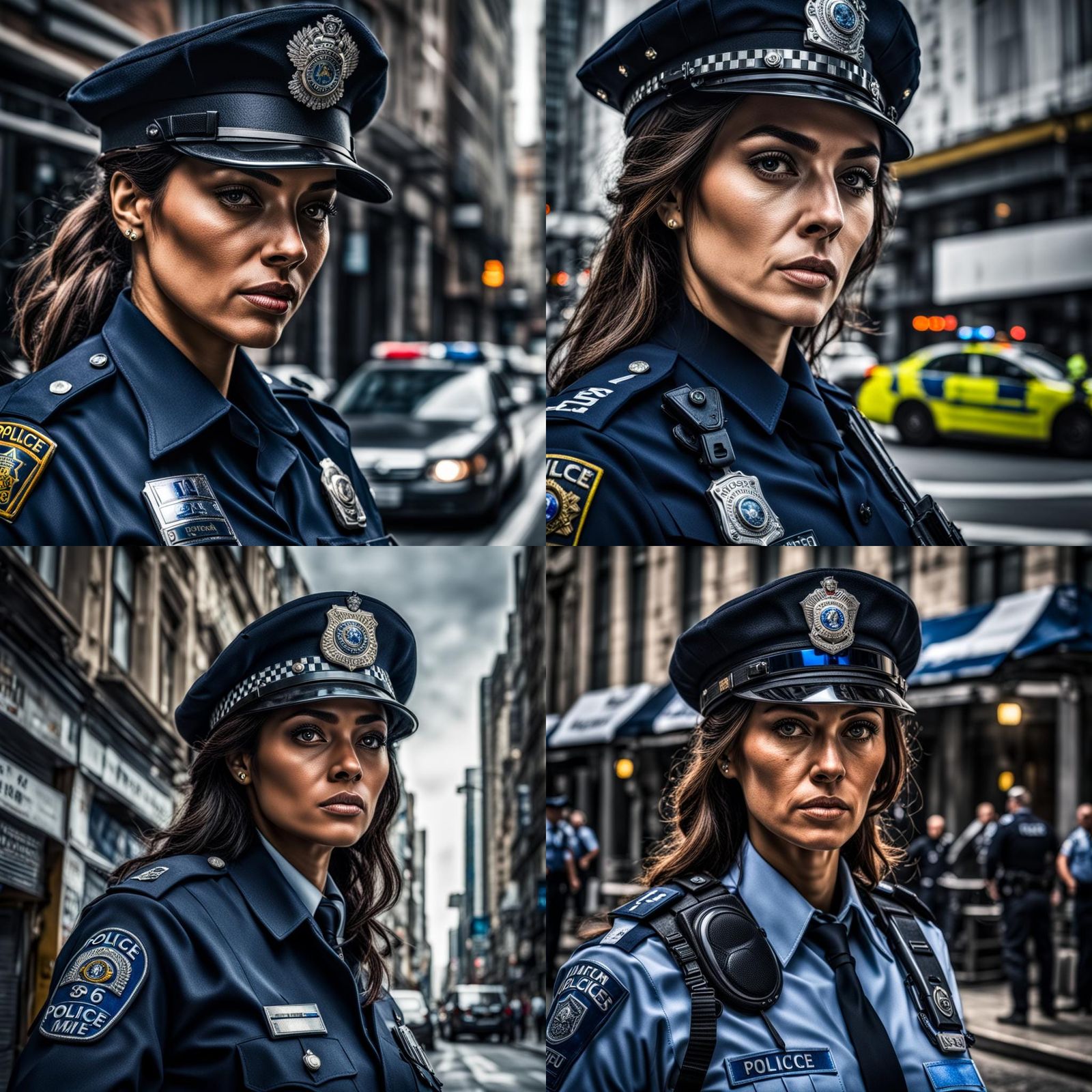 Hyperrealistic Policewoman in Cinematic Composition