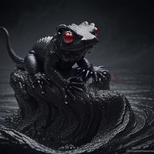 Horrific Salamander Demon in Black Silk