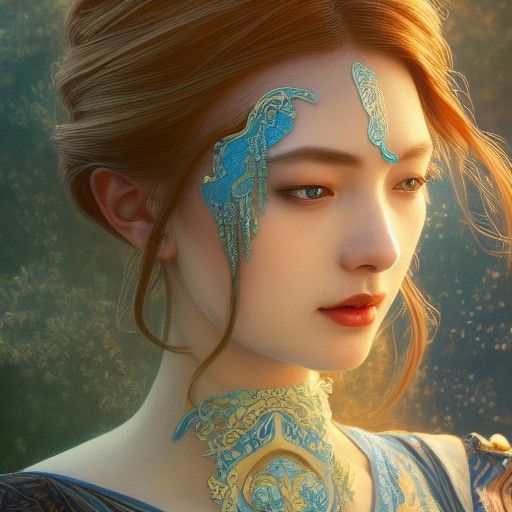 Blue Willow China Pottery Dress: Digital Art