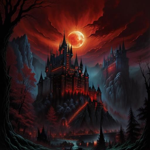 Dracula's Castle: A Horror Landscape Painting