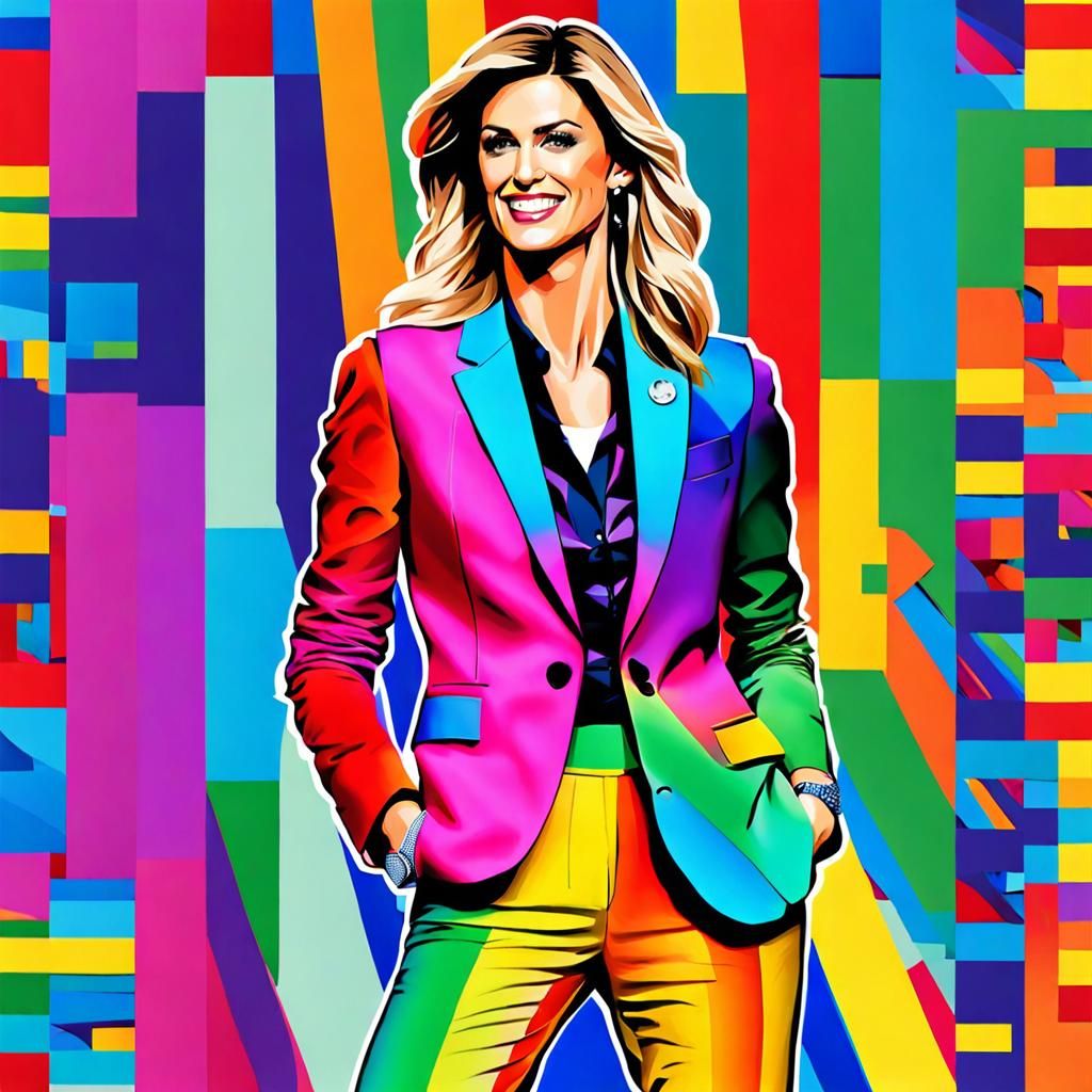 Pop Art Rendition of Woman in Rainbow Suit