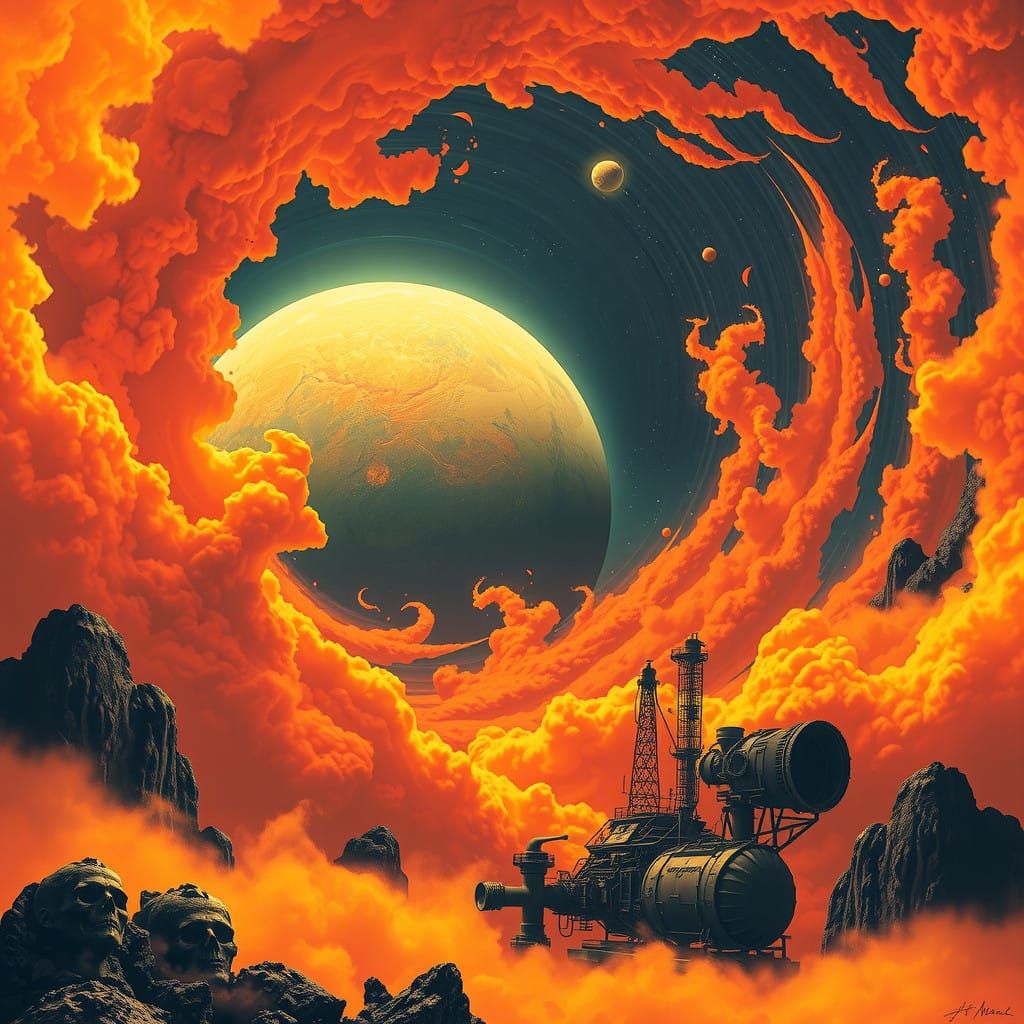 Venus: A Futuristic, Dreamlike Planet with Swirling Vortex