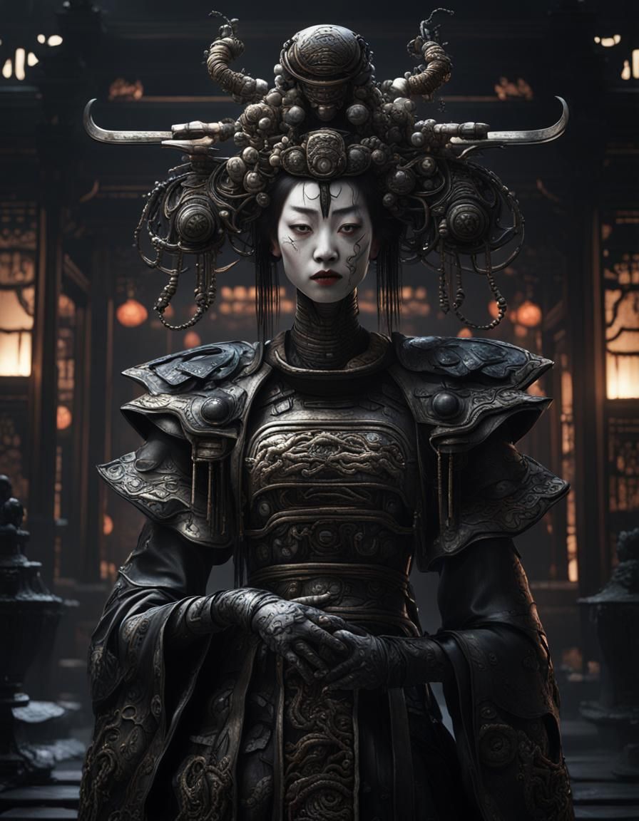 Geisha Concept Art in HR Giger Style