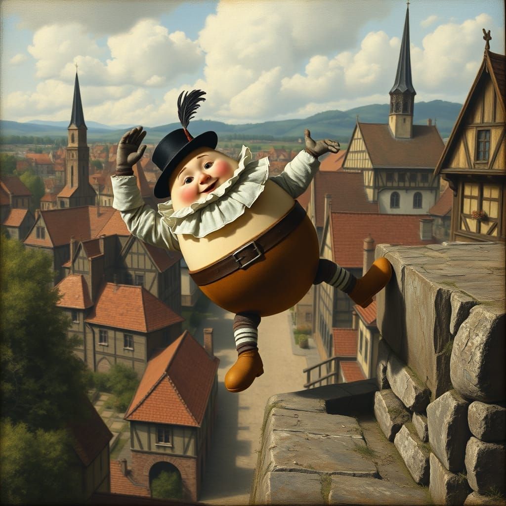 16th Century Humpty Dumpty Falls from Bruegel-Inspired Flemi...