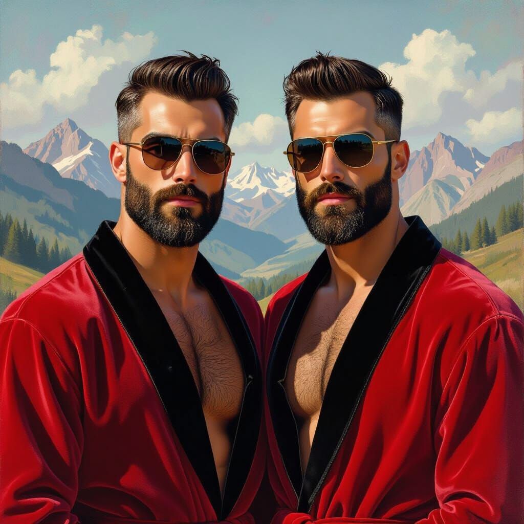 Impressionist Portrait of Two Bearded Men