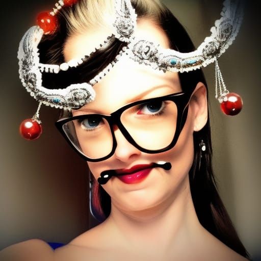 Goddess with Ornate Jeweled Eyeglasses