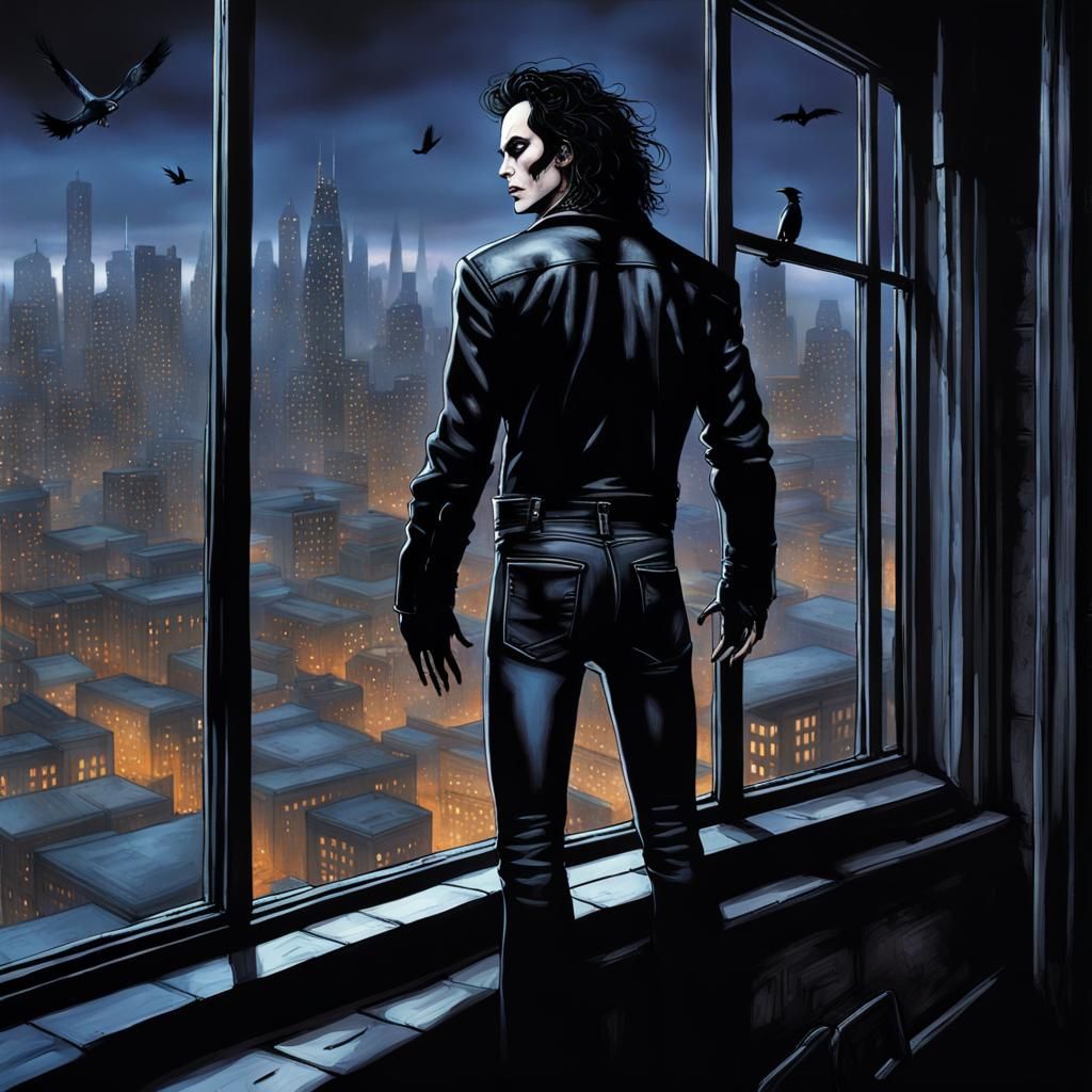 Brooding Figure in City Window, Digital Matte Painting